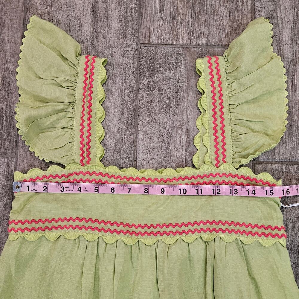 J.Marie Hailey Dress Womens XS Pink Lime Green Embroidered Shift Flutter NEW - Picture 6 of 13